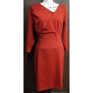 NY&C New York Company Sheath Career Dress Long Sleeve Knee Length Stretch M